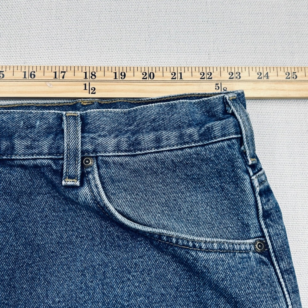 Carhartt Relaxed Fit Jeans Mens 48x30 Plaid Lined Waist Denim Workwear Utility - Picture 8 of 10